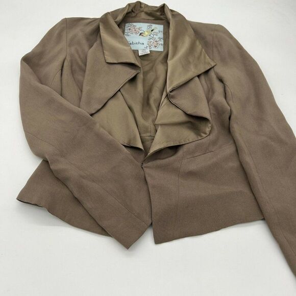 Tabitha Anthropologie Brown Women’s Crop Blazer Size 4 Tencel - Picture 1 of 4